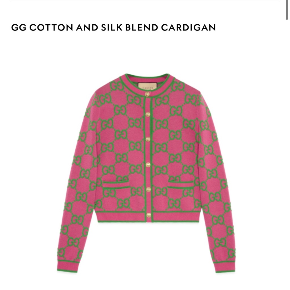 Gucci Pink and Green Logo Cardigan - Picture 10 of 10